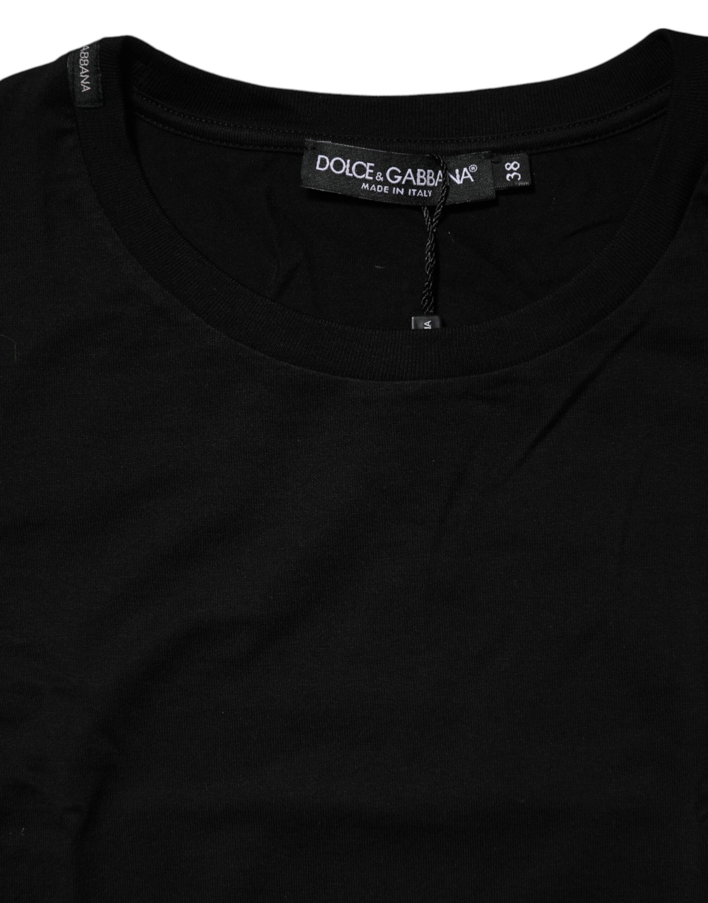 T-shirt noir à manches courtes et col ras du cou Dolce &amp; Gabbana