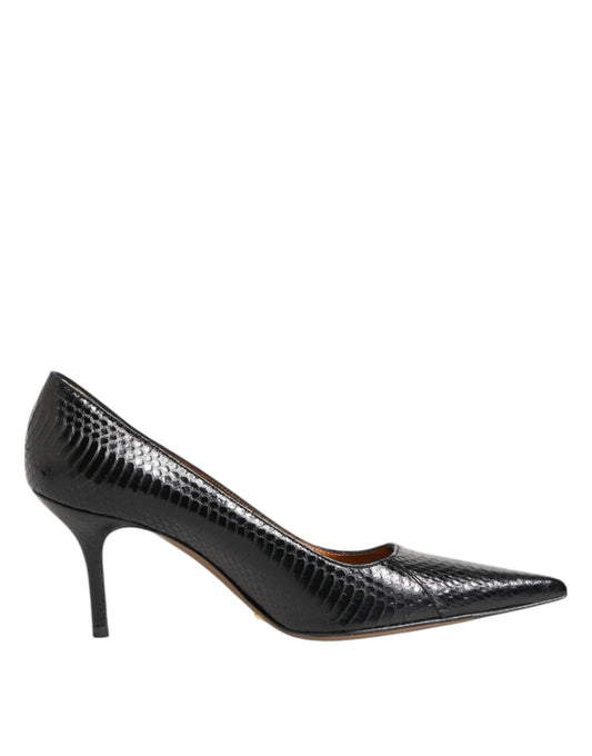 Escarpins à talons aiguilles en cuir exotique noir Dolce &amp; Gabbana