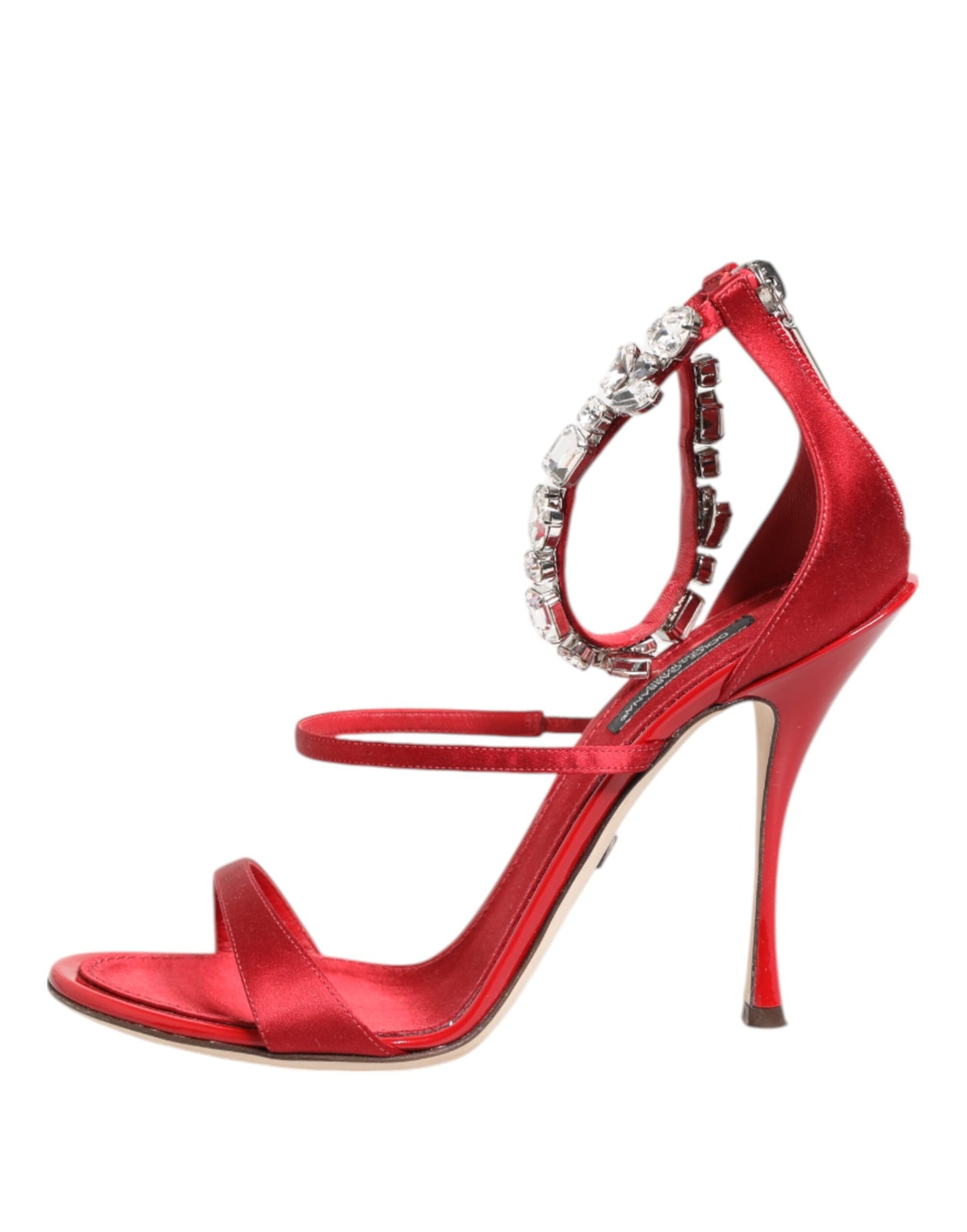 Dolce &amp; Gabbana Rote Satin Kristalle Keira Sandalen Heels Schuhe