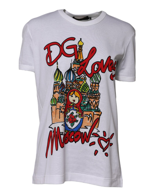 T-shirt ras du cou en coton blanc Dolce &amp; Gabbana DG Loves Moscow