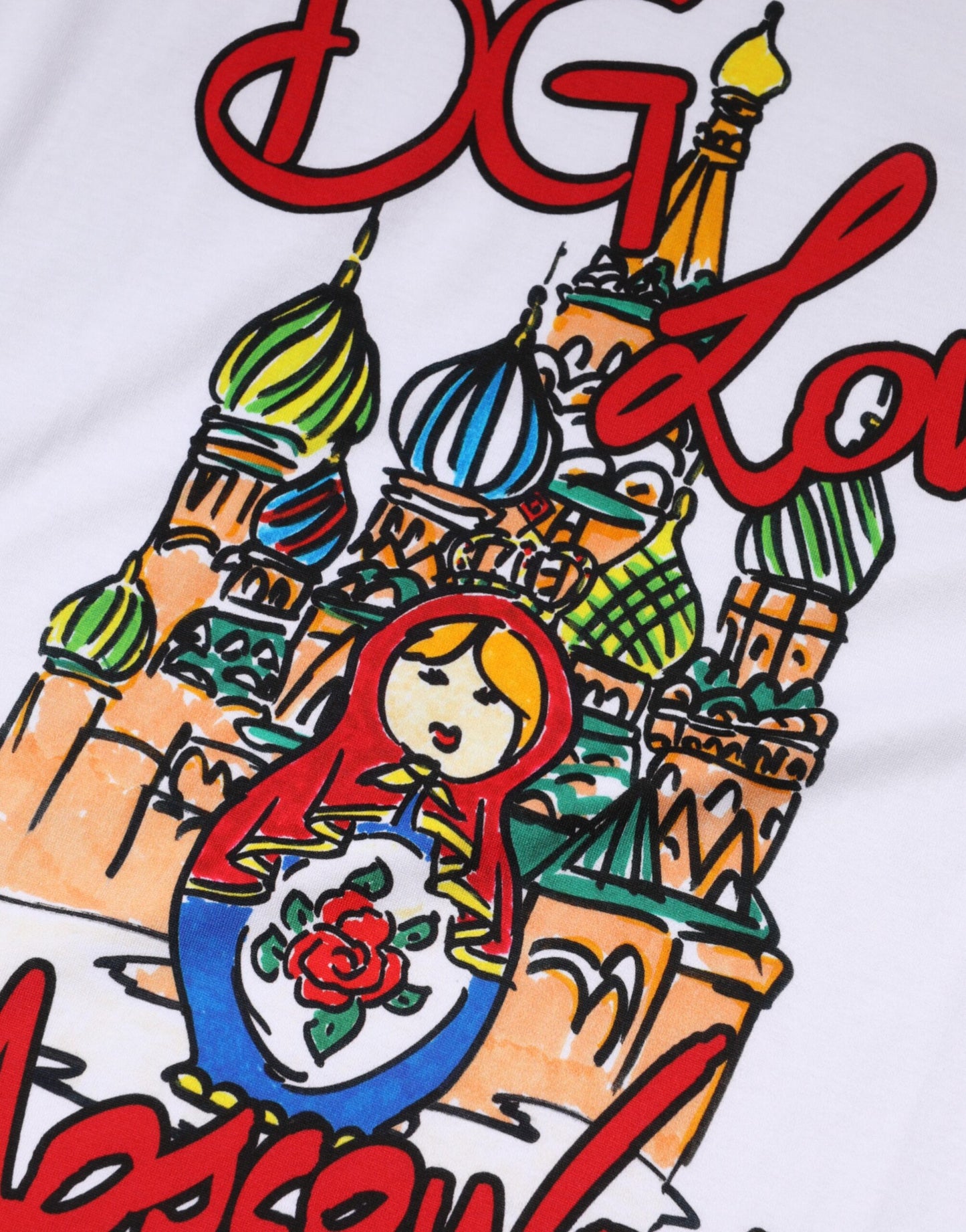 T-shirt ras du cou en coton blanc Dolce &amp; Gabbana DG Loves Moscow