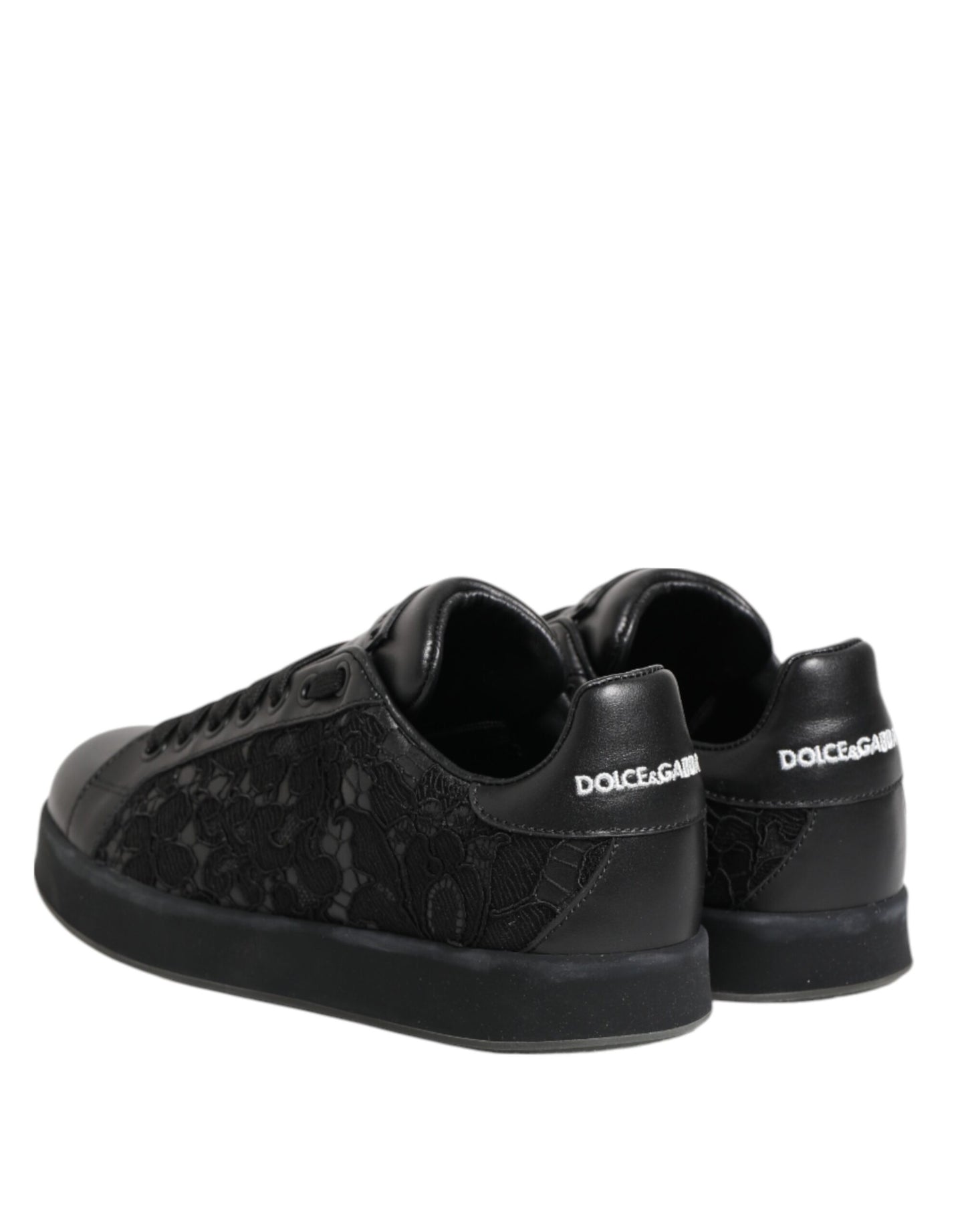 Baskets basses noires en dentelle florale Dolce &amp; Gabbana