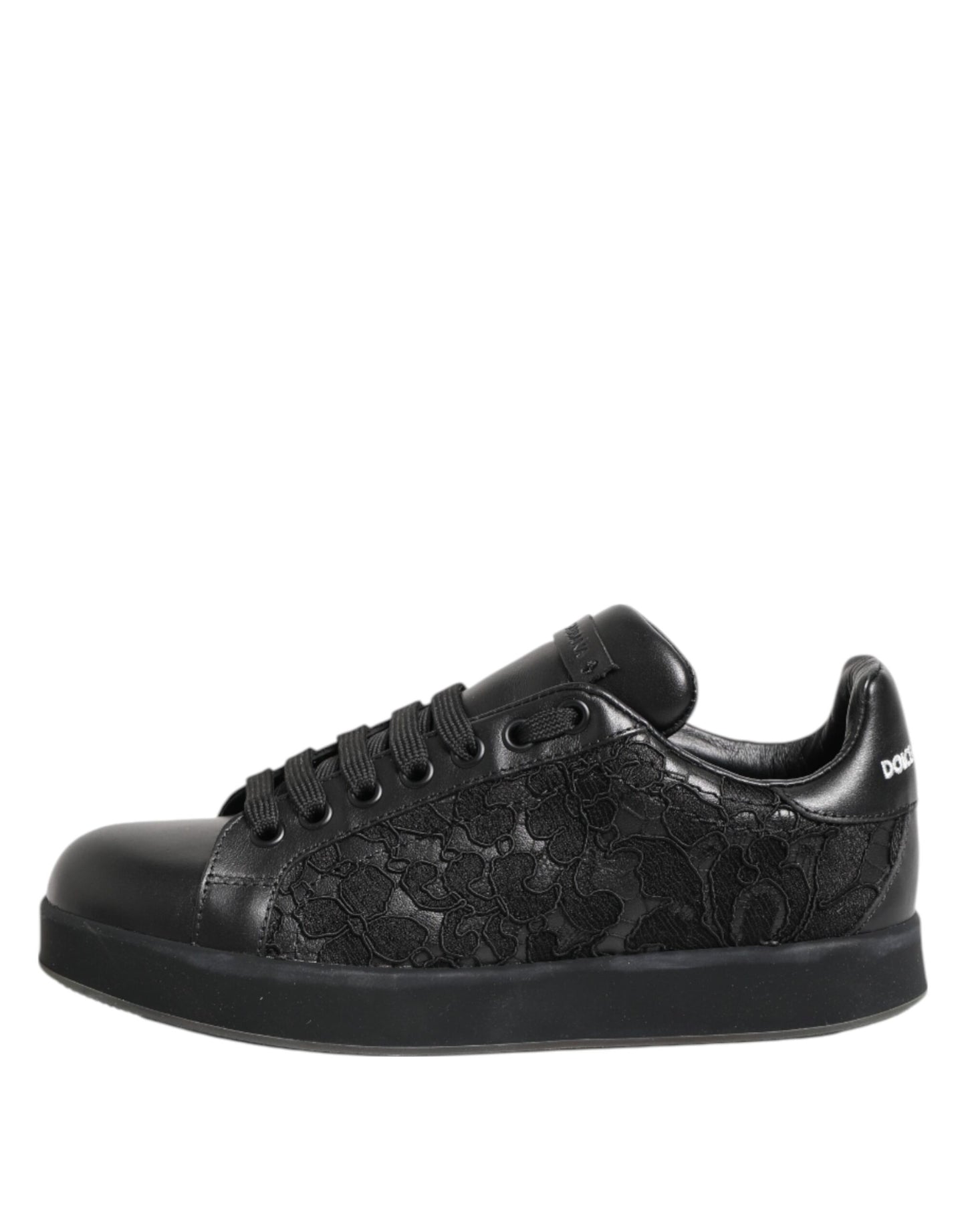 Baskets basses noires en dentelle florale Dolce &amp; Gabbana