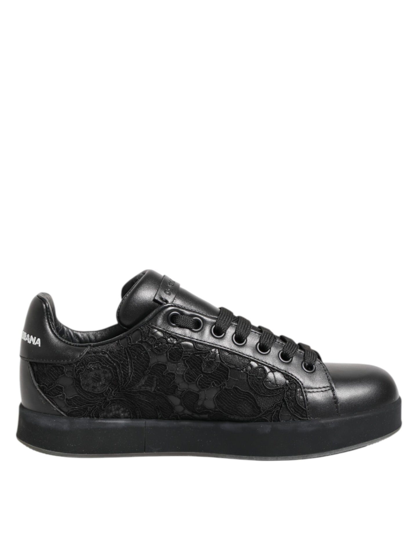 Baskets basses noires en dentelle florale Dolce &amp; Gabbana