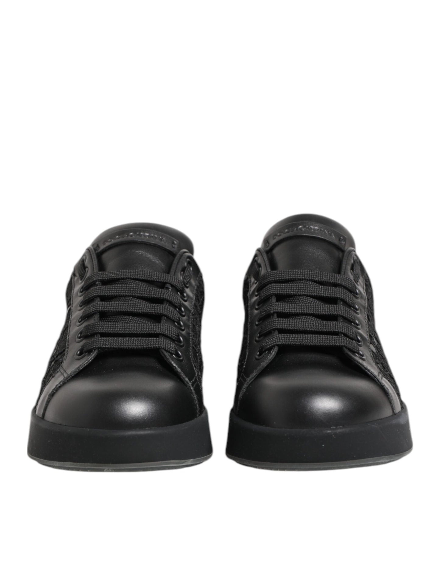 Baskets basses noires en dentelle florale Dolce &amp; Gabbana