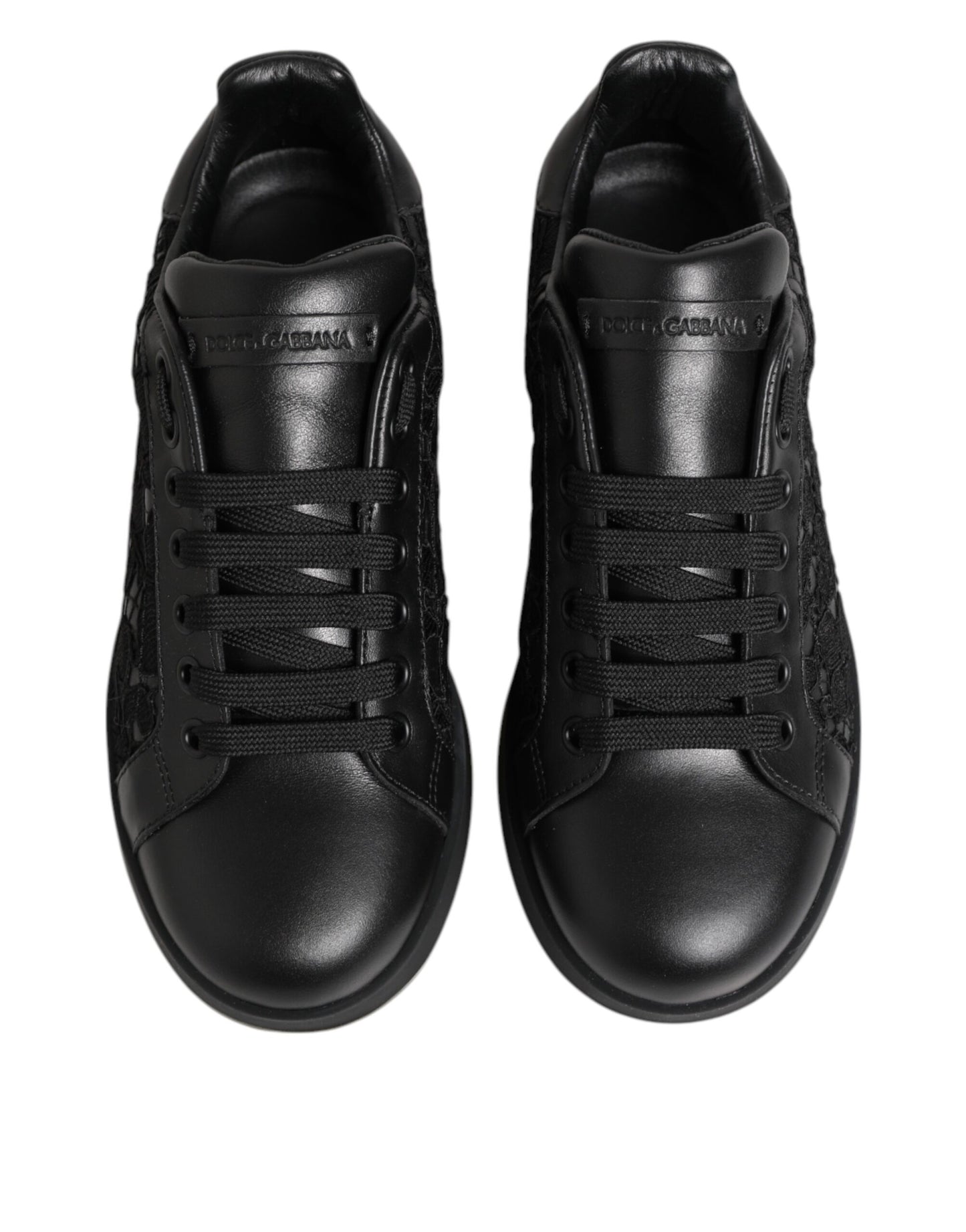 Baskets basses noires en dentelle florale Dolce &amp; Gabbana