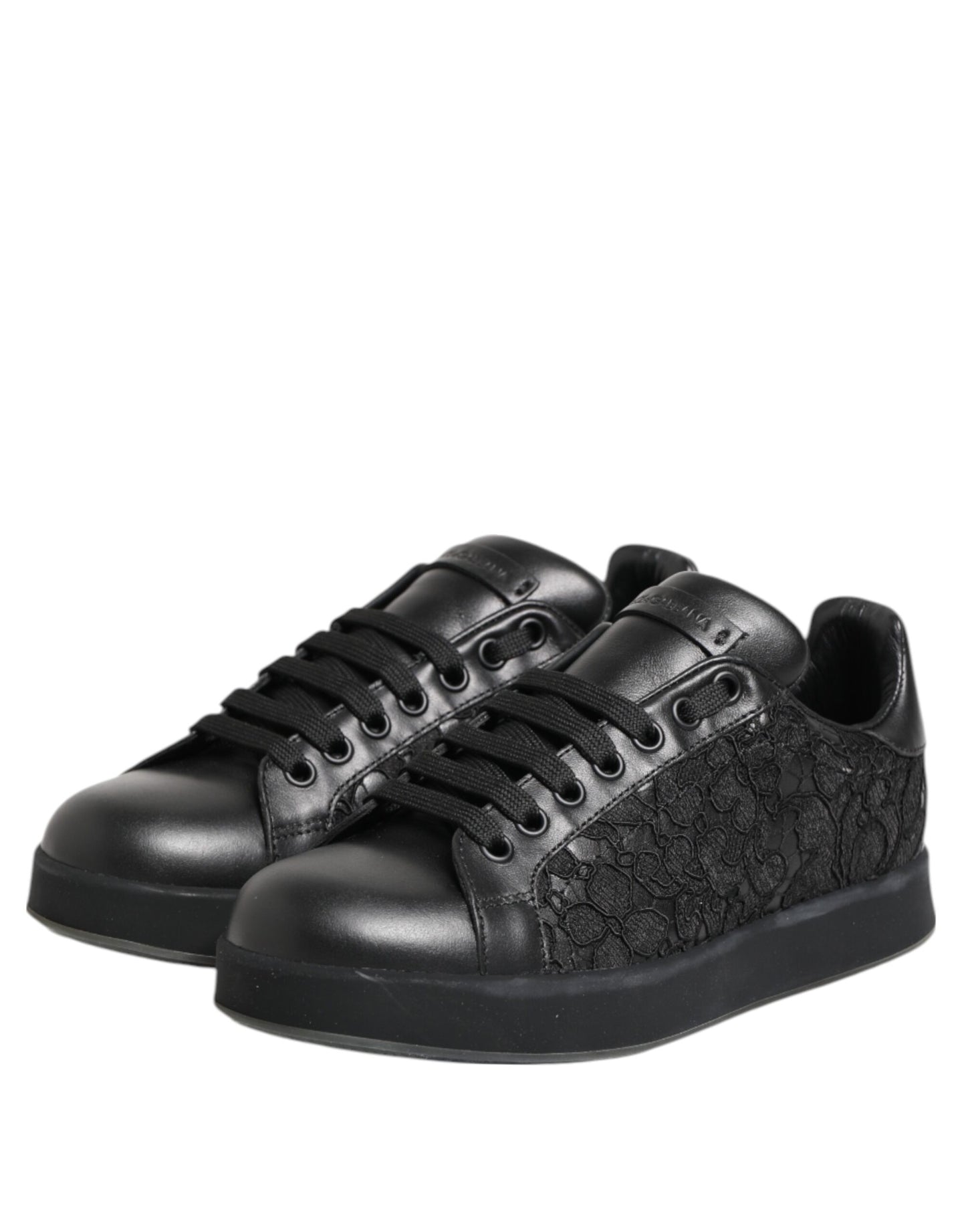 Baskets basses noires en dentelle florale Dolce &amp; Gabbana
