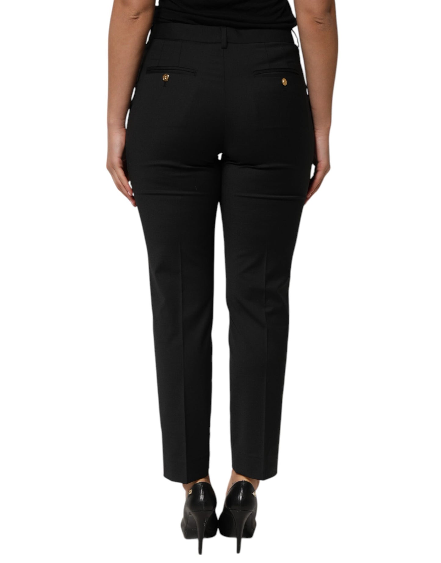 Pantalon fuselé en polyester noir Dolce &amp; Gabbana pour femme