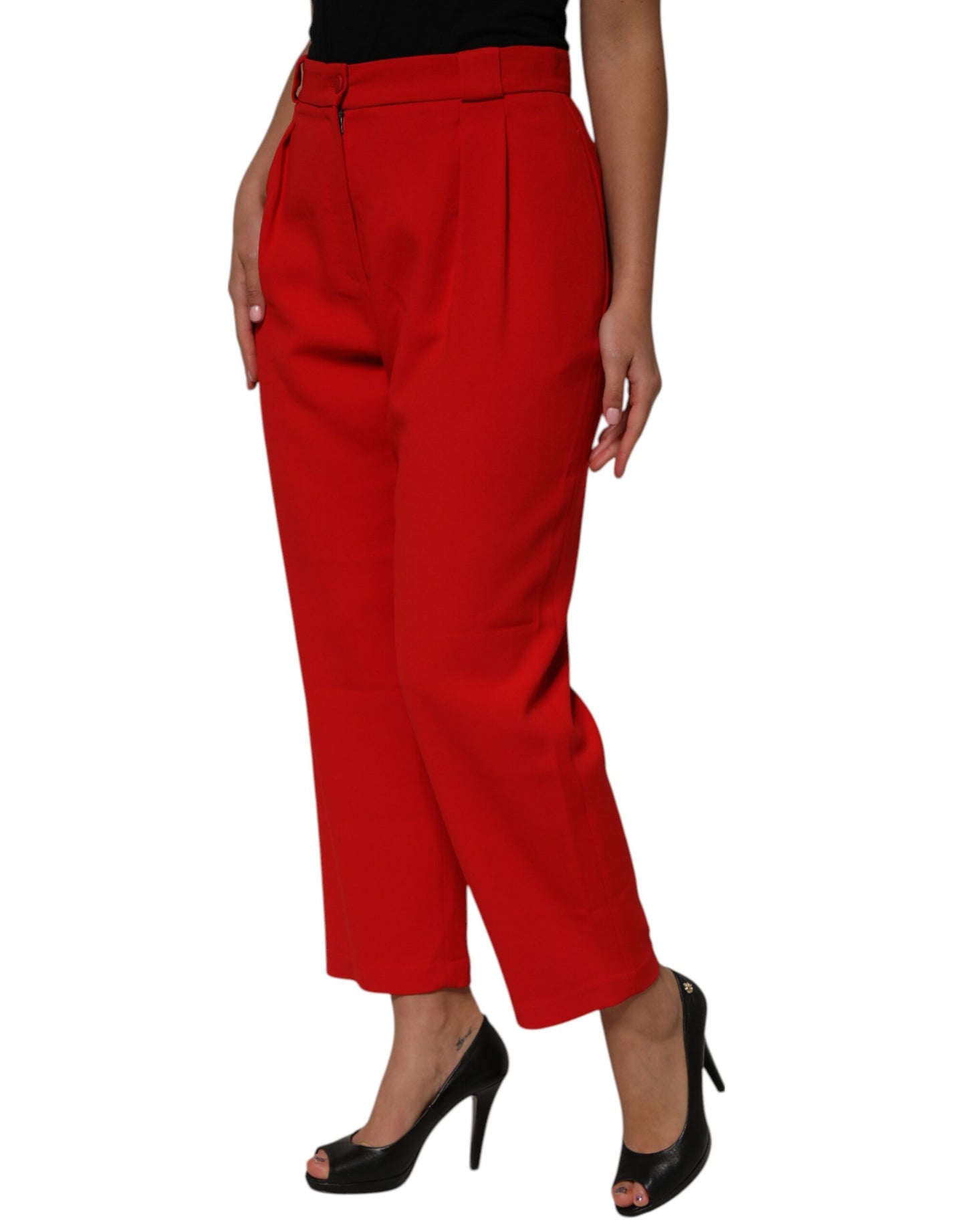 Dolce & Gabbana Red HighWaist Straight Women Trouser Pants