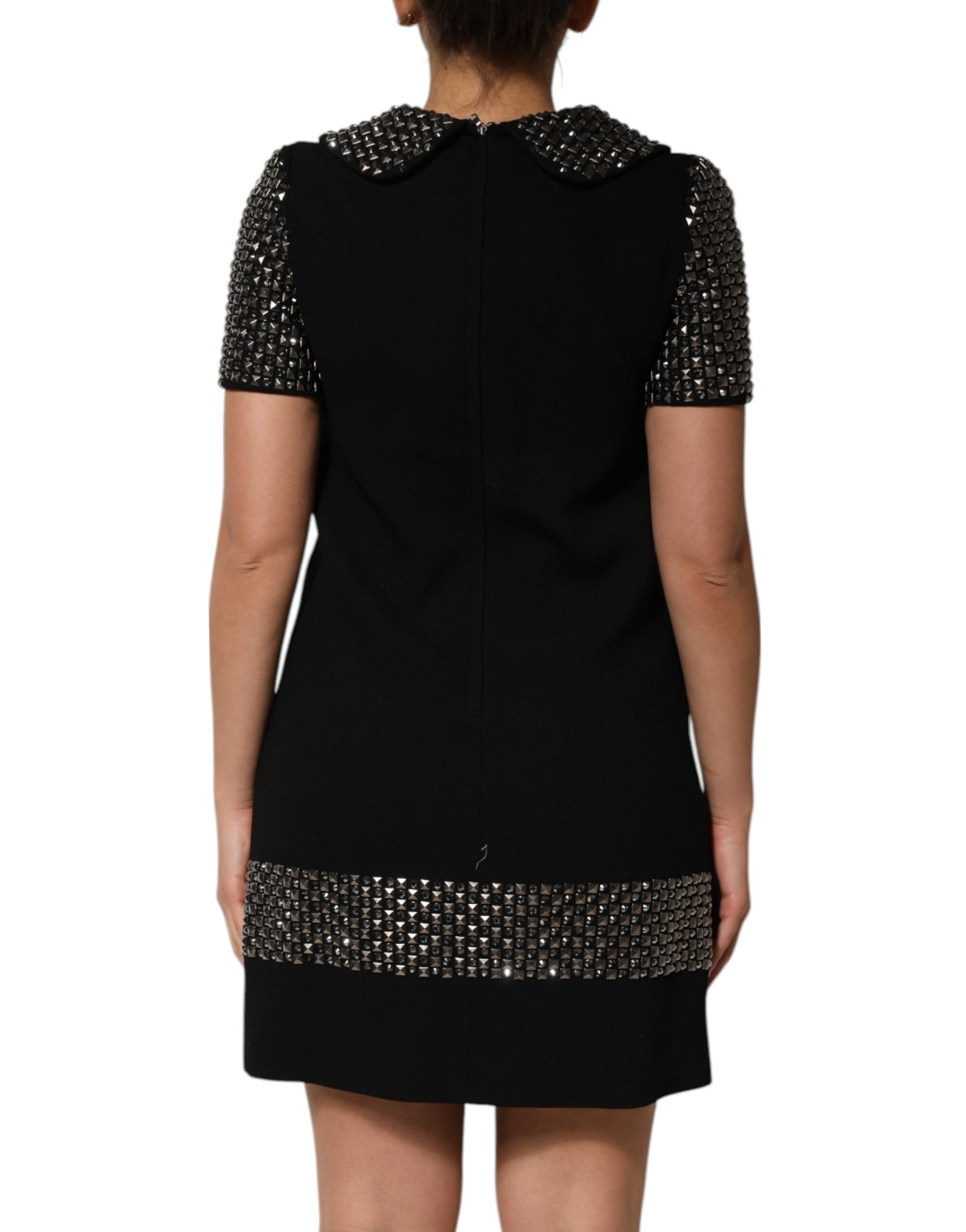 Mini-robe noire à col ornée de cristaux Dolce &amp; Gabbana