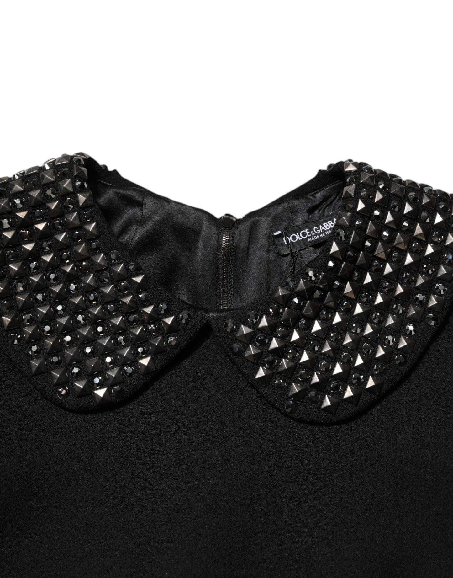 Mini-robe noire à col ornée de cristaux Dolce &amp; Gabbana
