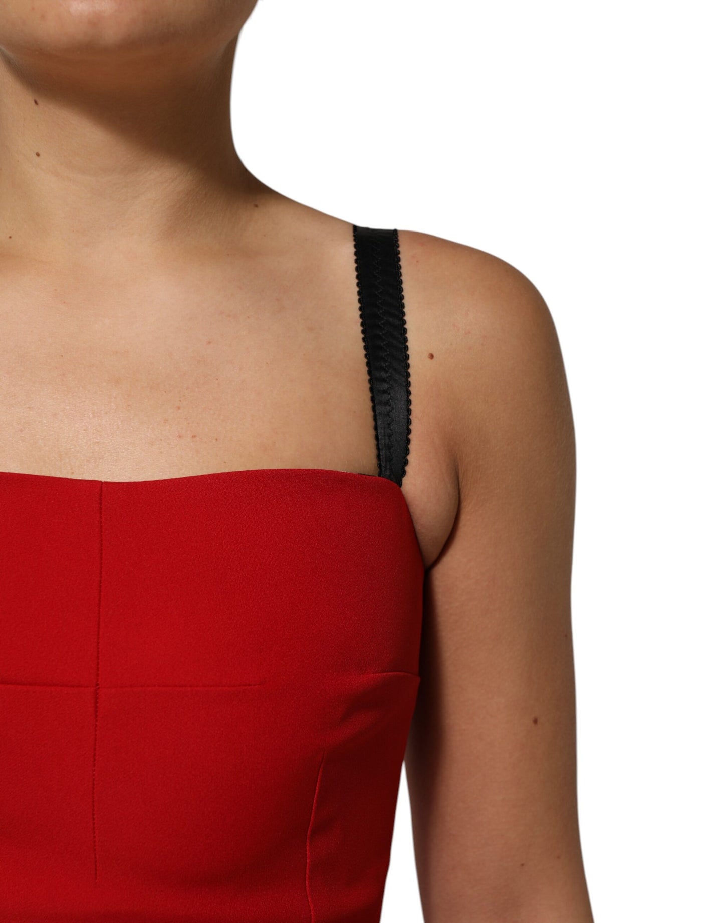 Dolce &amp; Gabbana – Rotes, figurbetontes, knielanges Stretch-Etuikleid