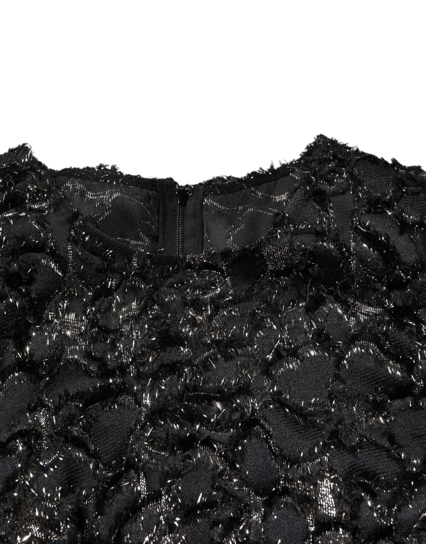 Robe fourreau en tweed bouclé à sequins noirs Dolce &amp; Gabbana