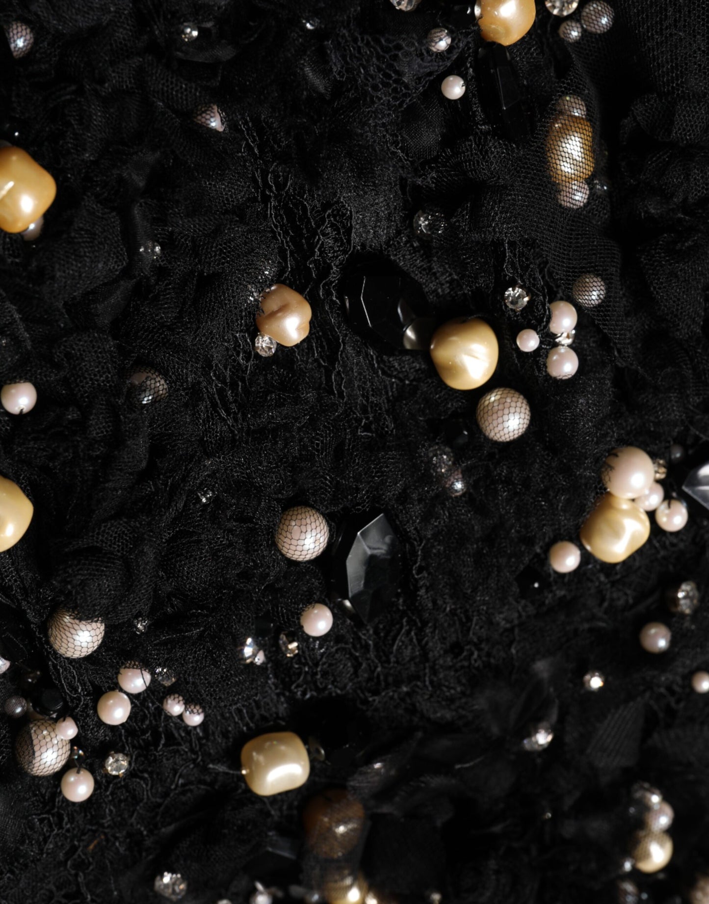 Robe droite en viscose noire ornée de perles Dolce &amp; Gabbana