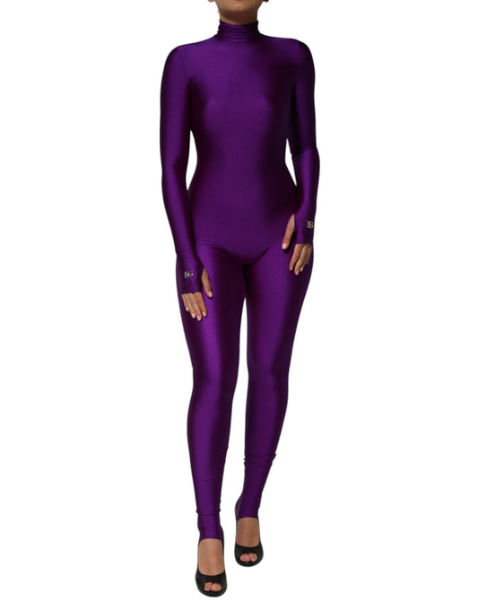 Robe moulante à col roulé en nylon violet Dolce &amp; Gabbana