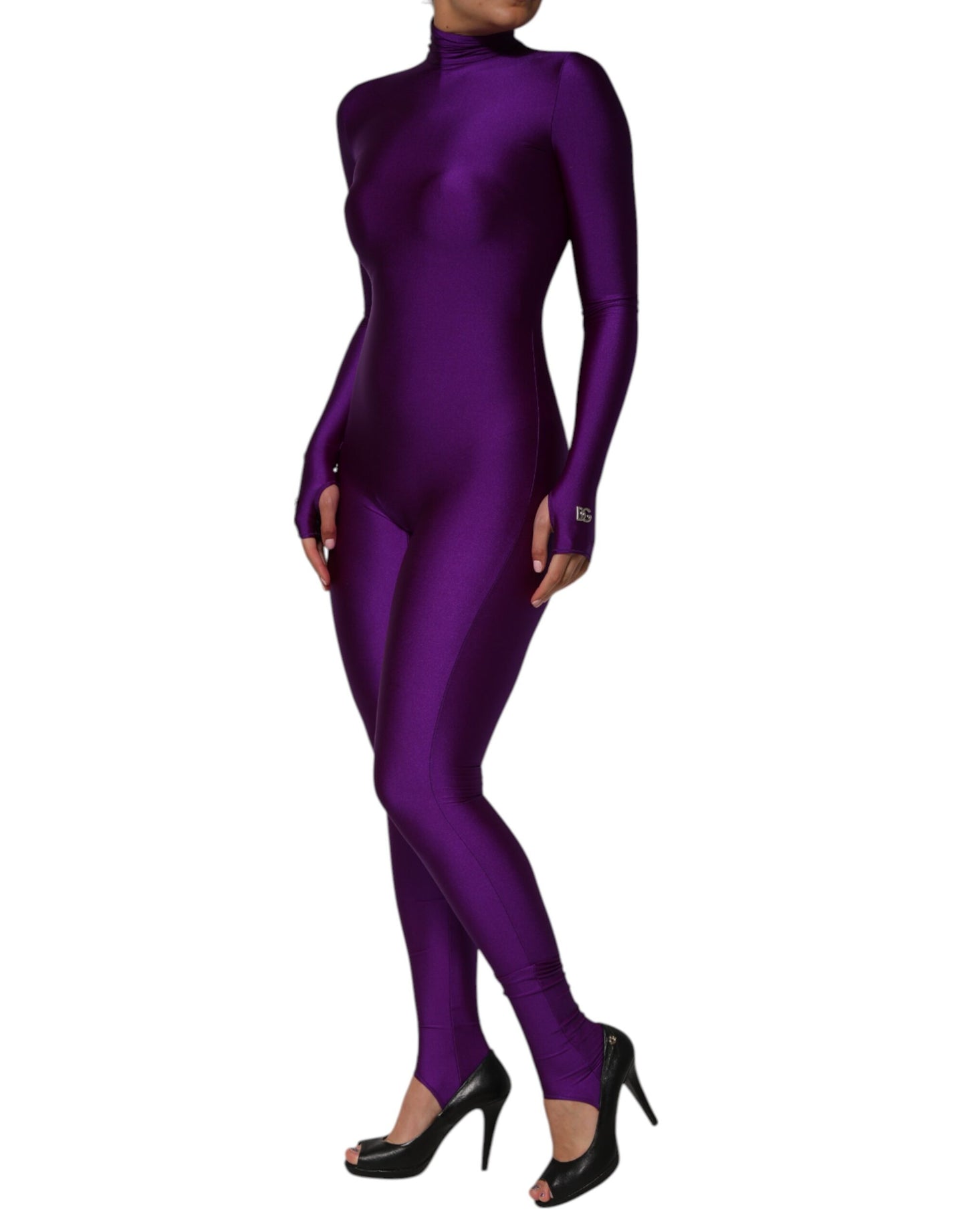 Robe moulante à col roulé en nylon violet Dolce &amp; Gabbana