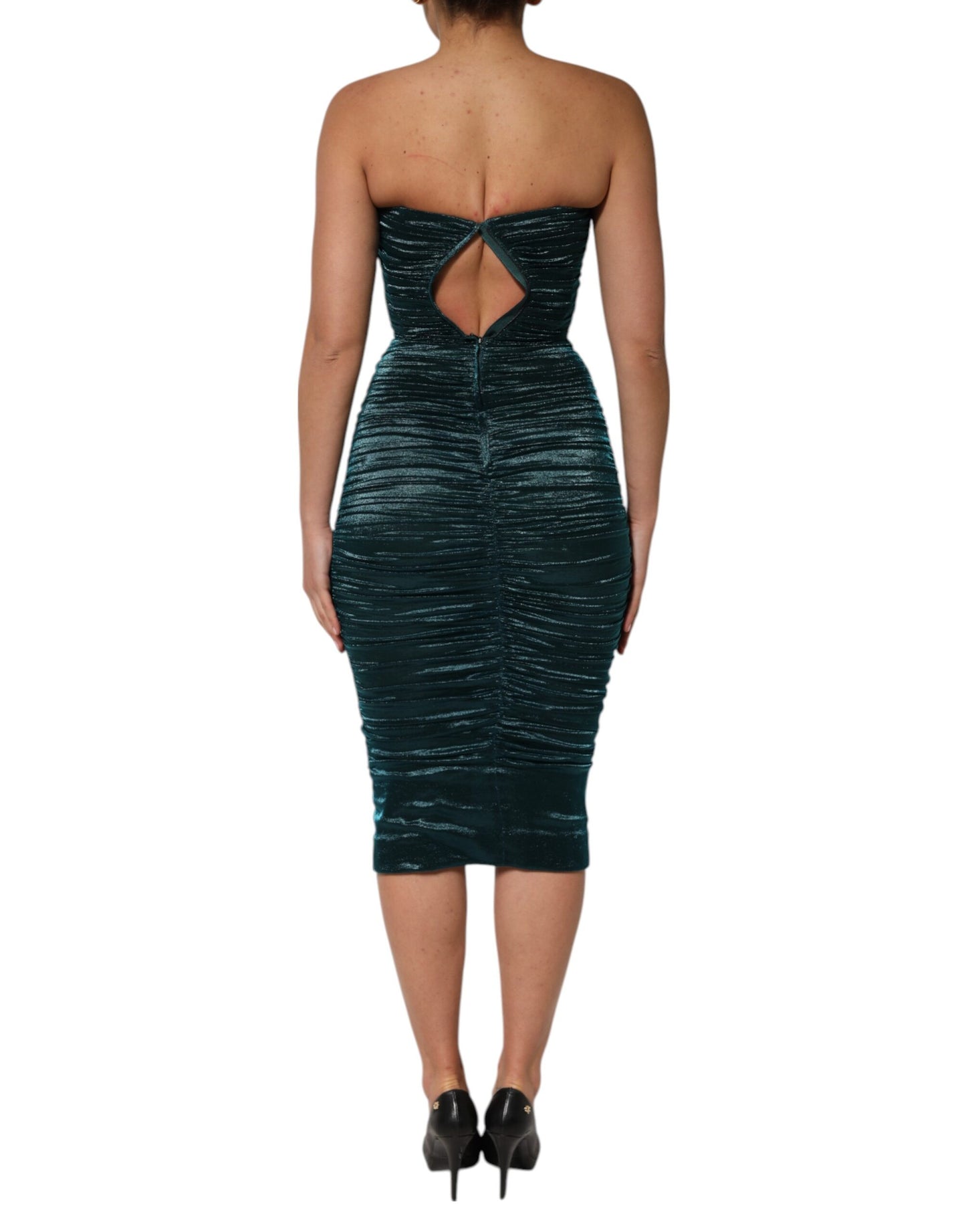 Robe bustier ajustée en satin de soie vert Dolce &amp; Gabbana