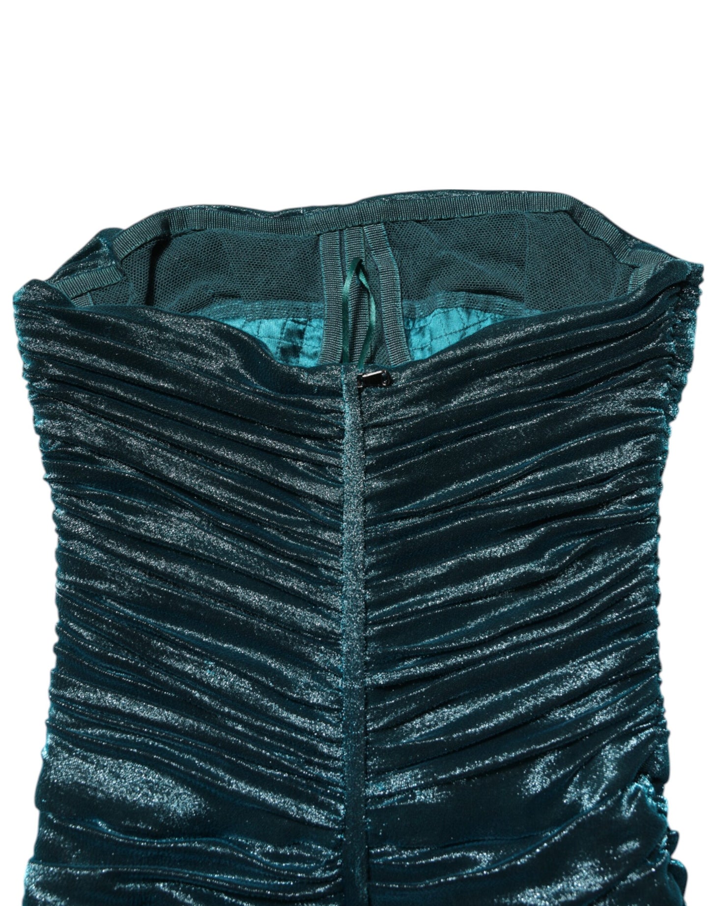 Robe bustier ajustée en satin de soie vert Dolce &amp; Gabbana