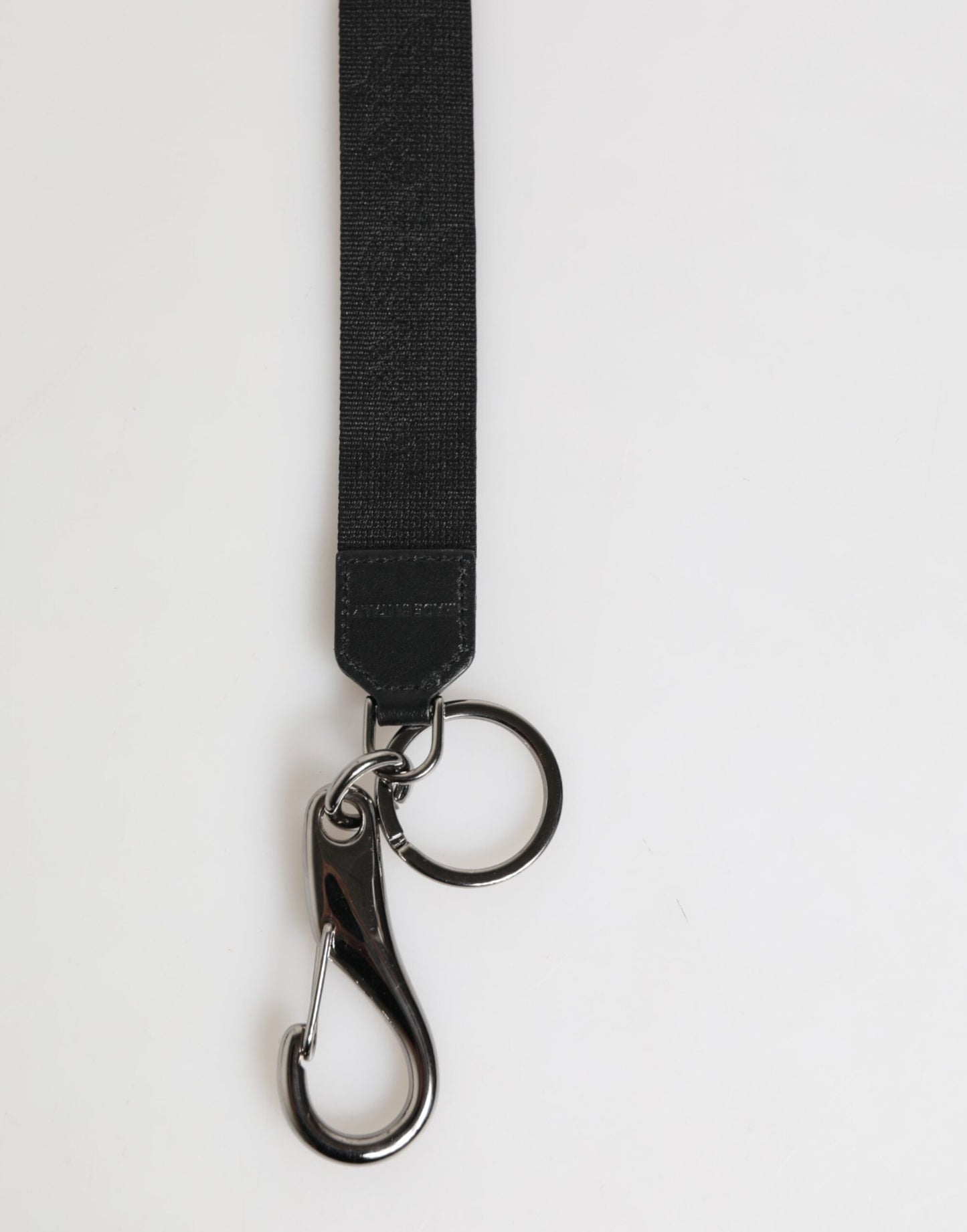 Dolce & Gabbana Black Yellow Polyester DG Logo Silver Keychain Keyring