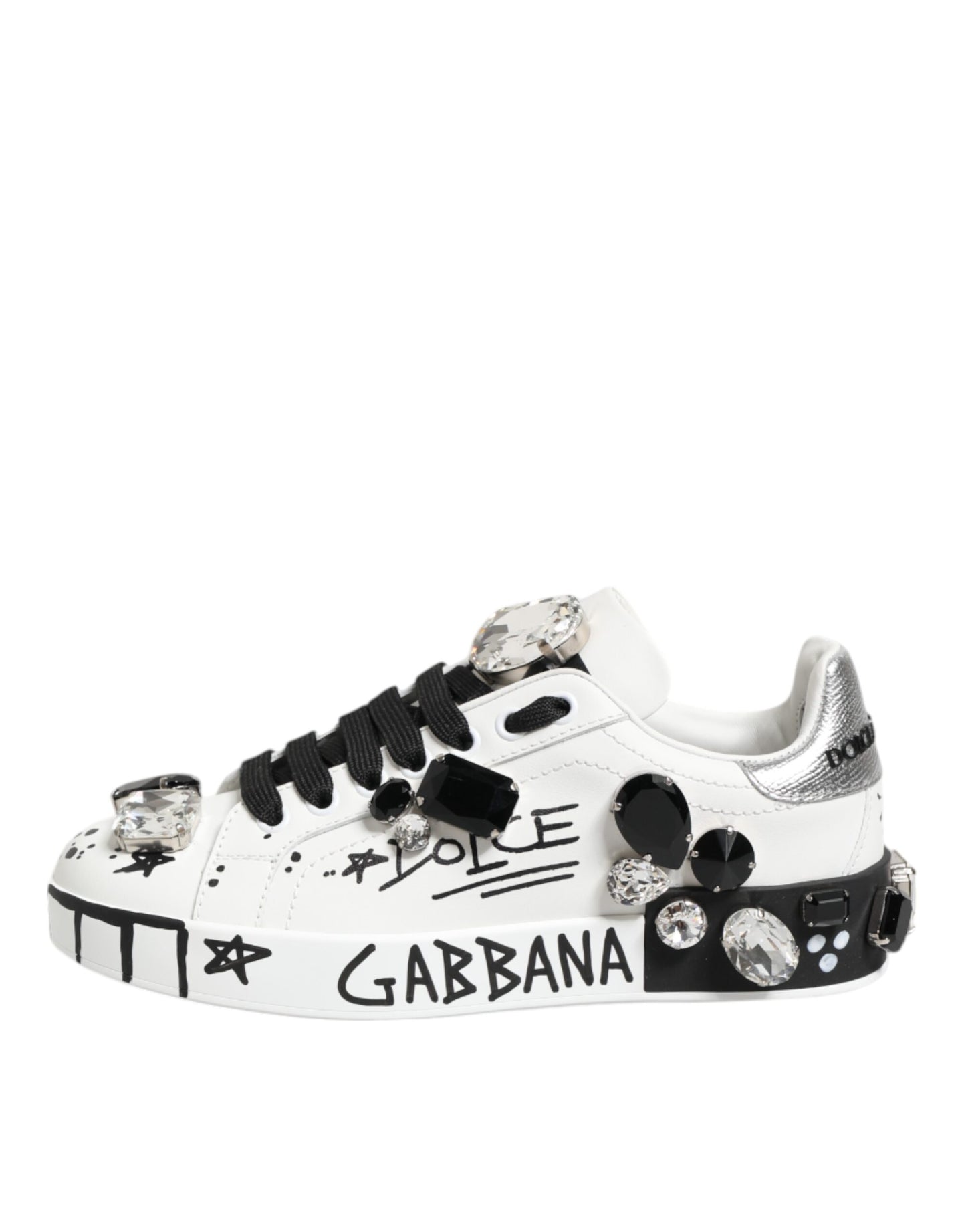 Dolce &amp; Gabbana Weiße Portofino Kristall-Sneakers