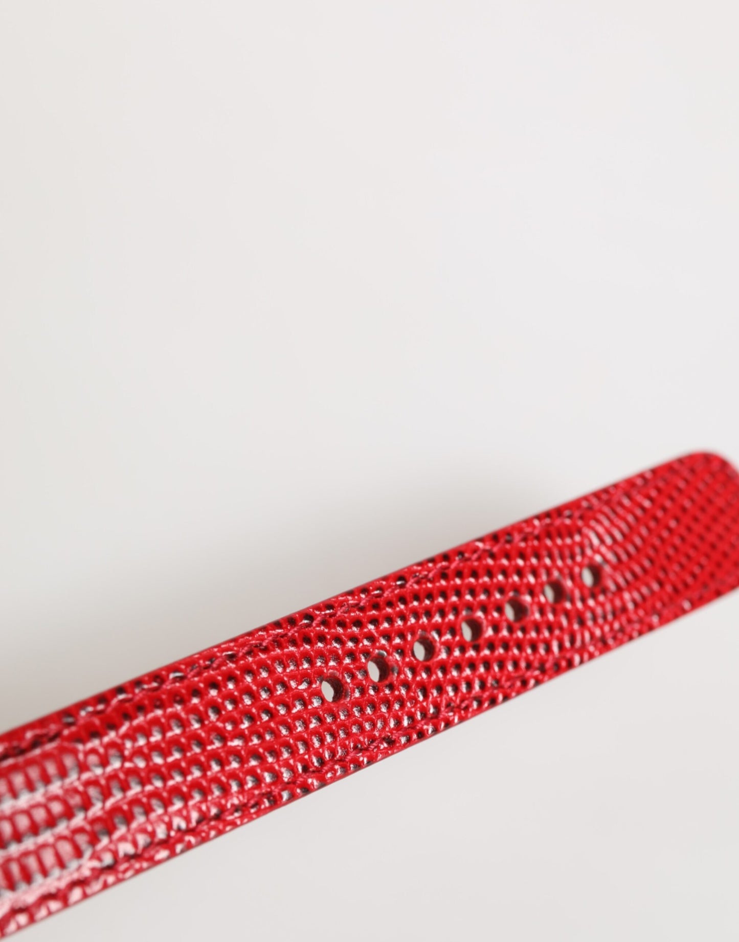 Dolce &amp; Gabbana Damenarmband aus rotem exotischem Leder mit goldfarbener Metallschnalle