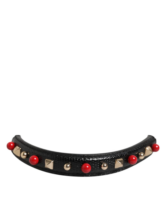 Bandoulière pour sac à main Dolce &amp; Gabbana en cuir noir orné