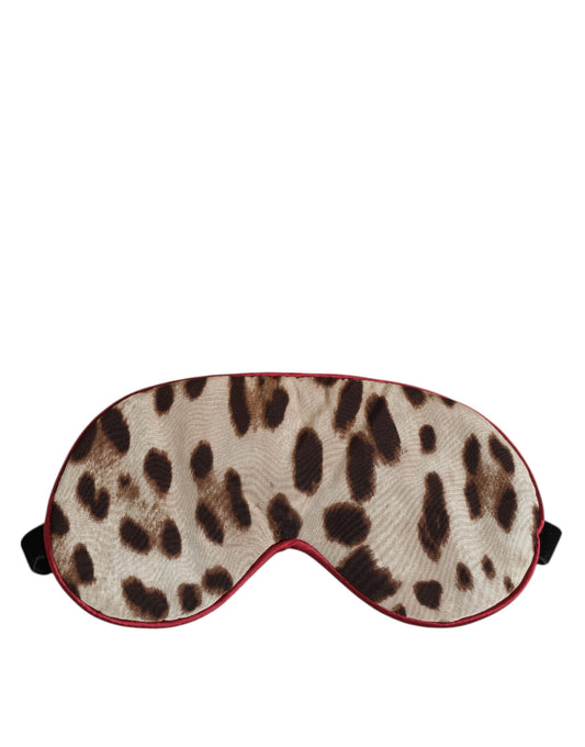 Masque de sommeil pour les yeux Dolce &amp; Gabbana en soie marron à imprimé léopard pour femme