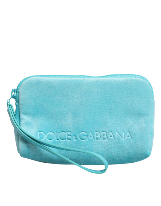 Pochette porte-lunettes de soleil Dolce &amp; Gabbana bleu clair avec logo uni