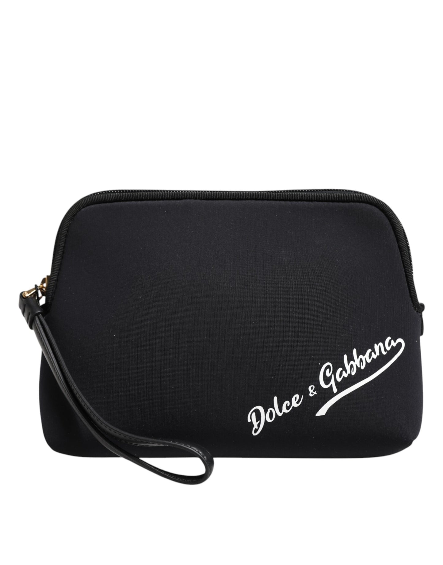 Pochette zippée Dolce &amp; Gabbana en nylon noir uni avec logo DG