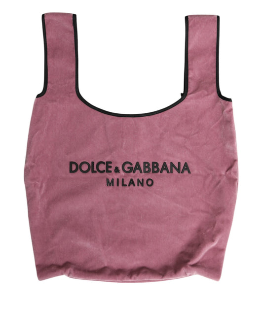 Sacs cabas à bandoulière Dolce &amp; Gabbana en velours de coton rose DG MILANO