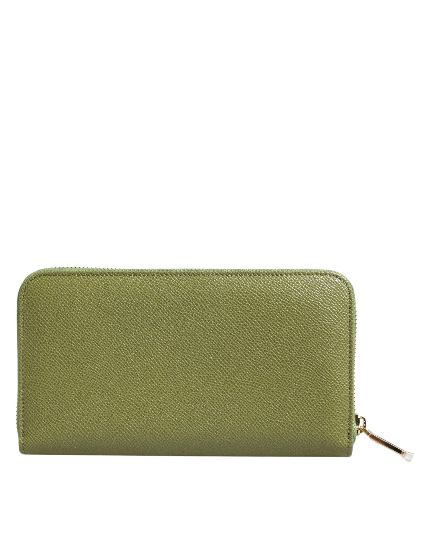 Portefeuille continental zippé en cuir vert Dolce &amp; Gabbana avec plaque logo