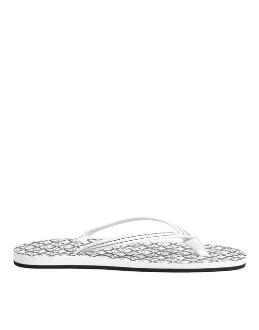 Chaussures plates de plage Dolce &amp; Gabbana à logo noir et blanc