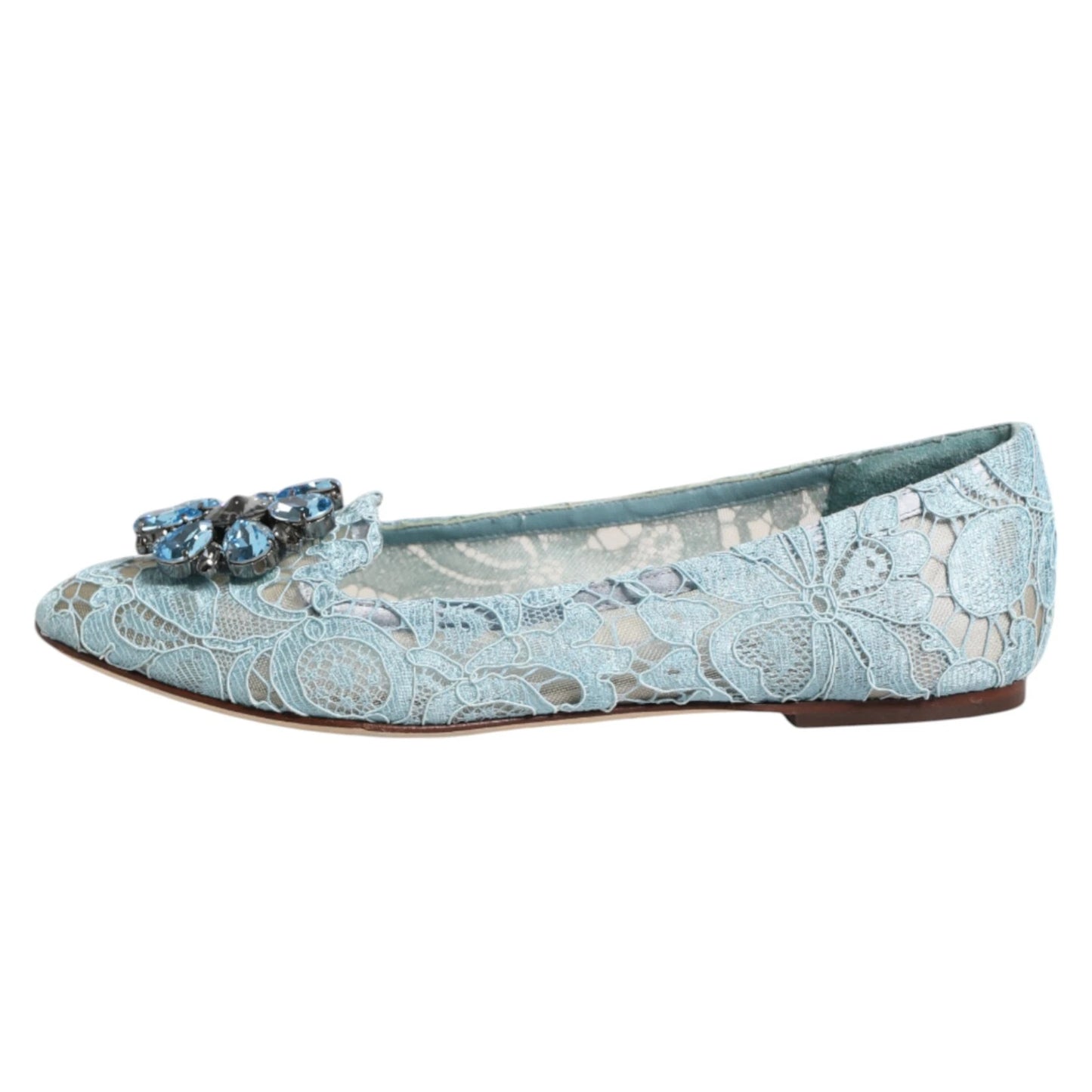 Mocassins ballerines Dolce &amp; Gabbana en dentelle bleue et cristaux