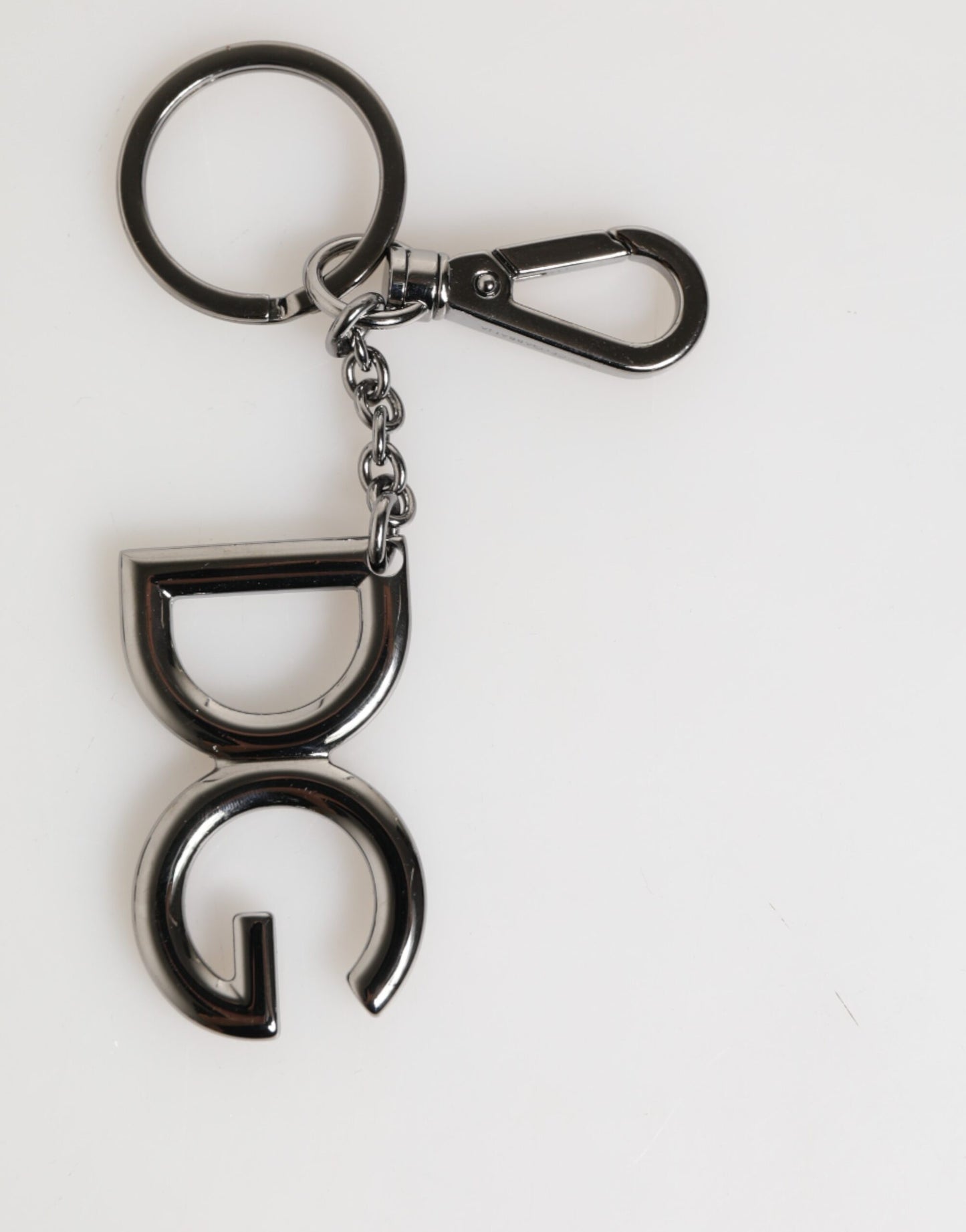 Dolce & Gabbana Silver Brass DG Logo Metal Keychain Holder Men Keyring