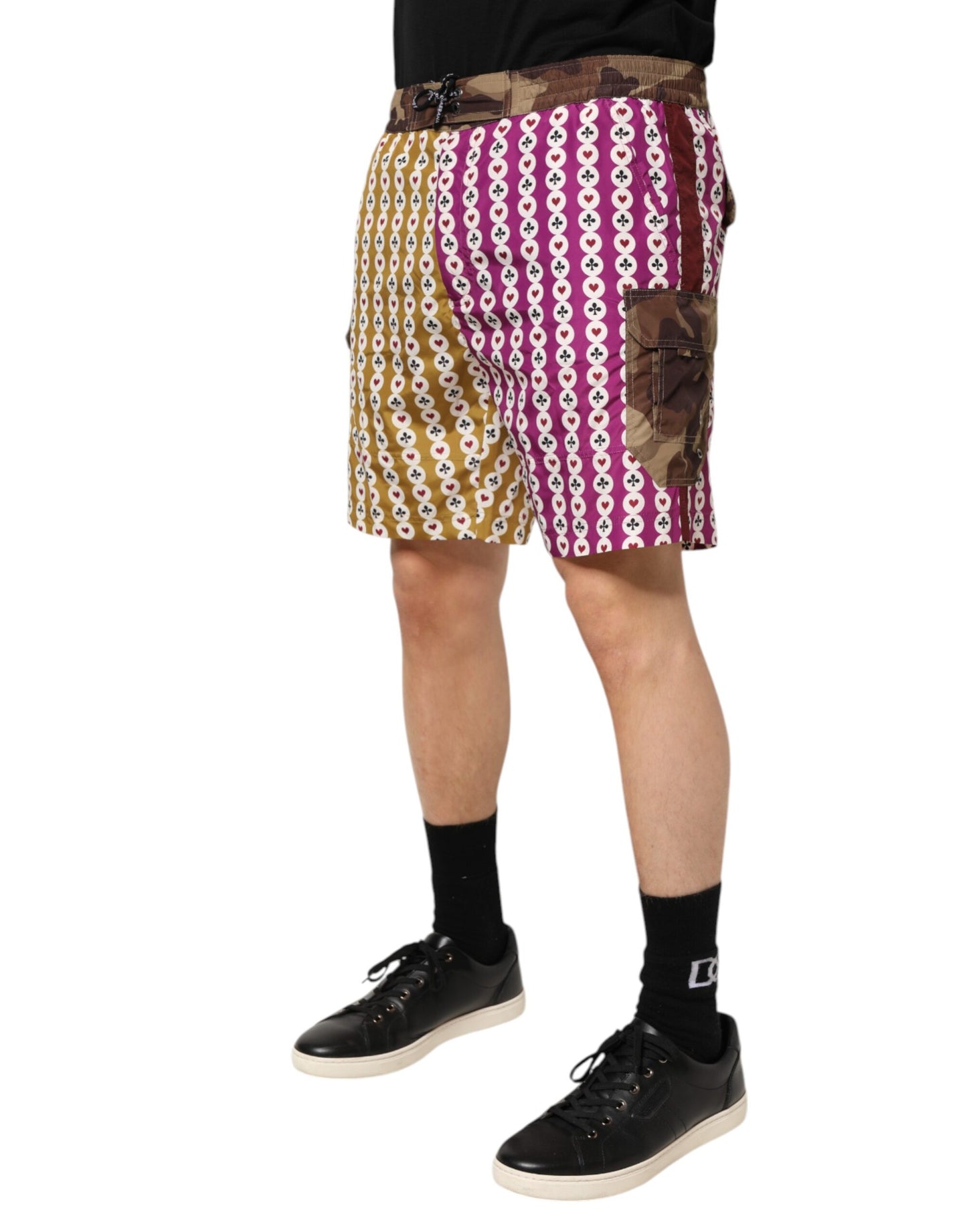 Dolce & Gabbana Multicolor Playing Card Camouflage Shorts Swimwear
