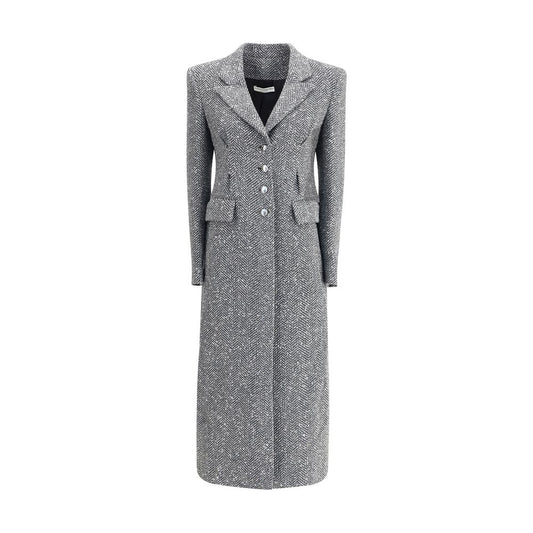 Alessandra Rich Gray Fleece Wool Coat