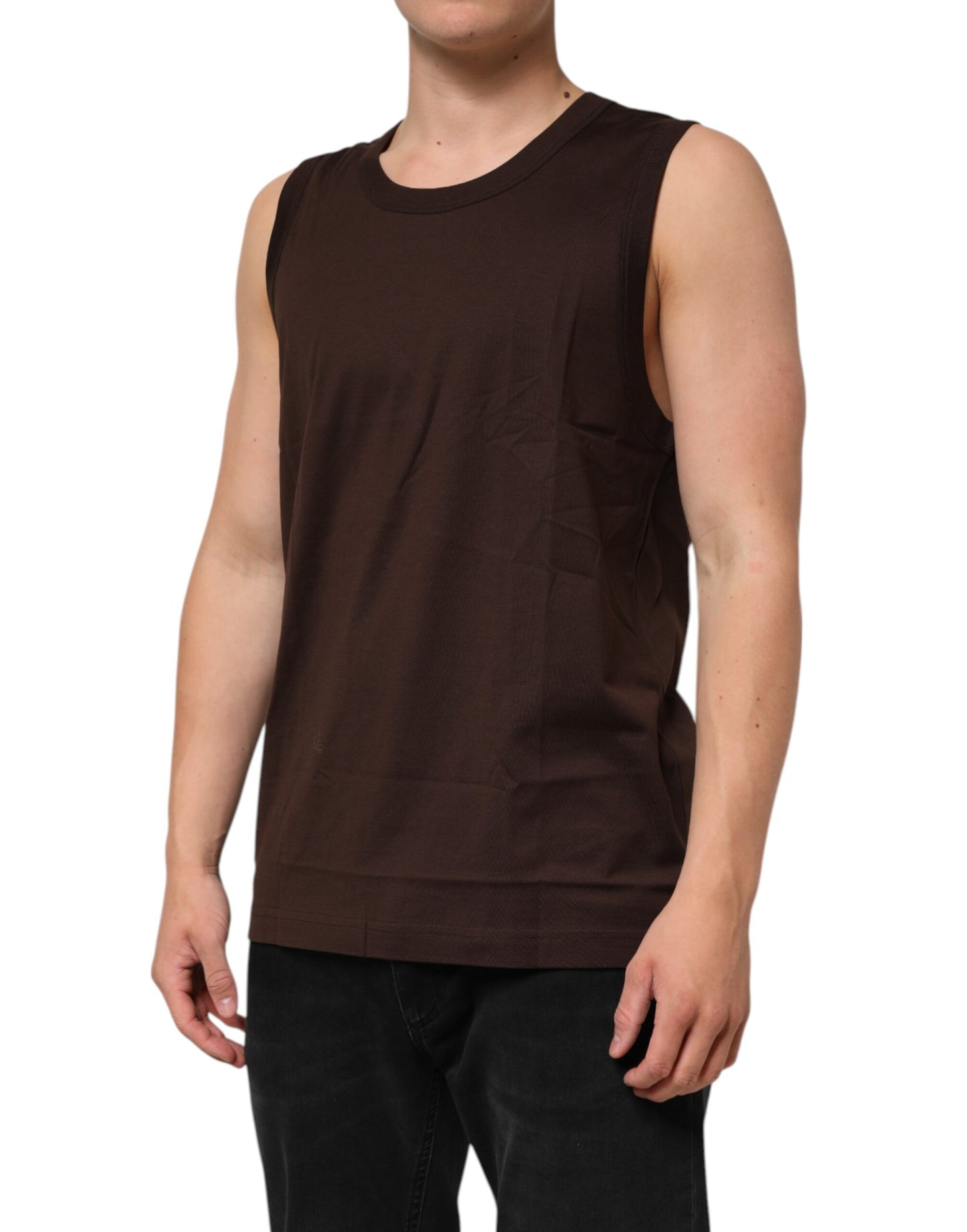 Dolce & Gabbana Brown Cotton Sleeveless Underwear Men Tank Top