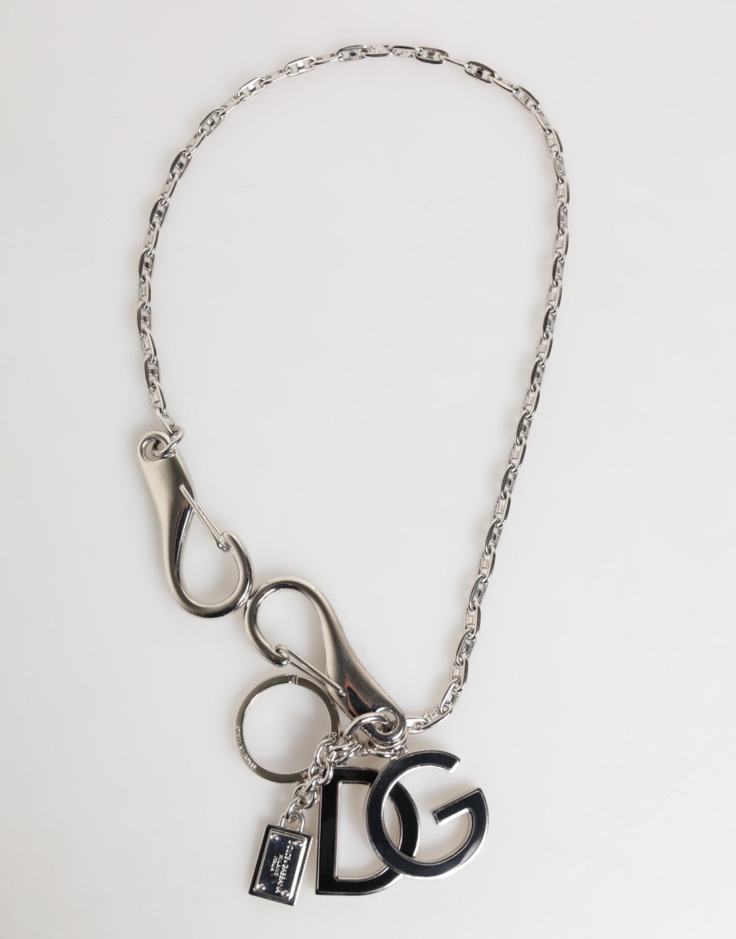 Dolce & Gabbana Silver DG Logo Key Holder Keychain Bag Charm Keyring