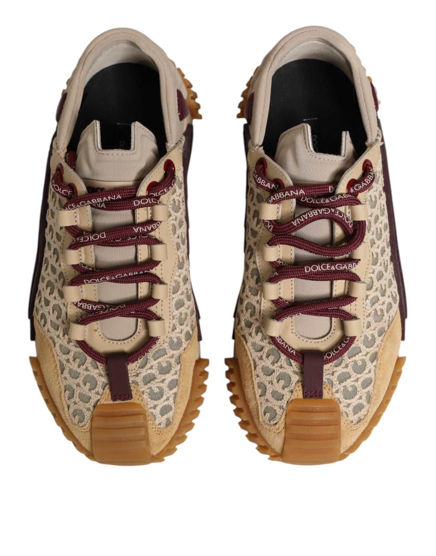 Baskets à lacets Dolce &amp; Gabbana en néoprène beige avec logo DG NS1