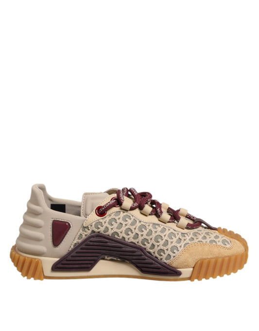 Baskets à lacets Dolce &amp; Gabbana en néoprène beige avec logo DG NS1