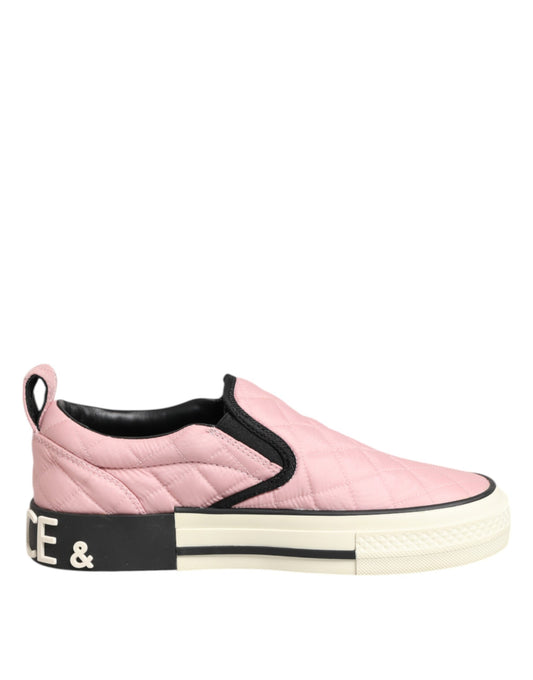 Baskets à enfiler en nylon matelassé rose Dolce &amp; Gabbana
