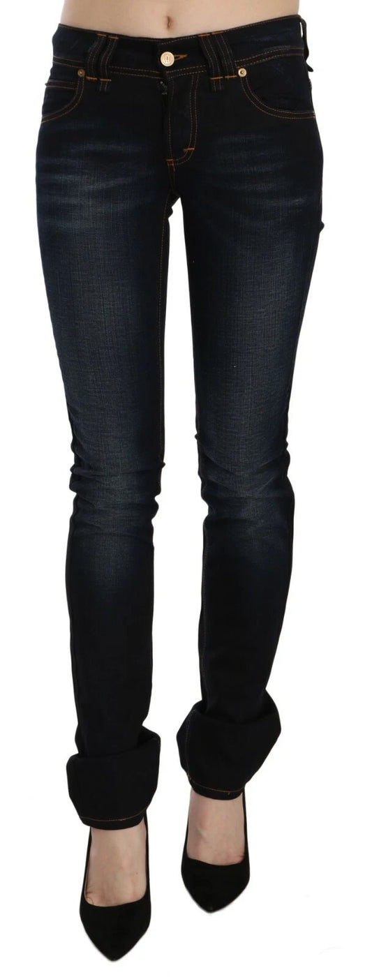 Jean slim taille moyenne bleu foncé John Galliano en denim décontracté 
