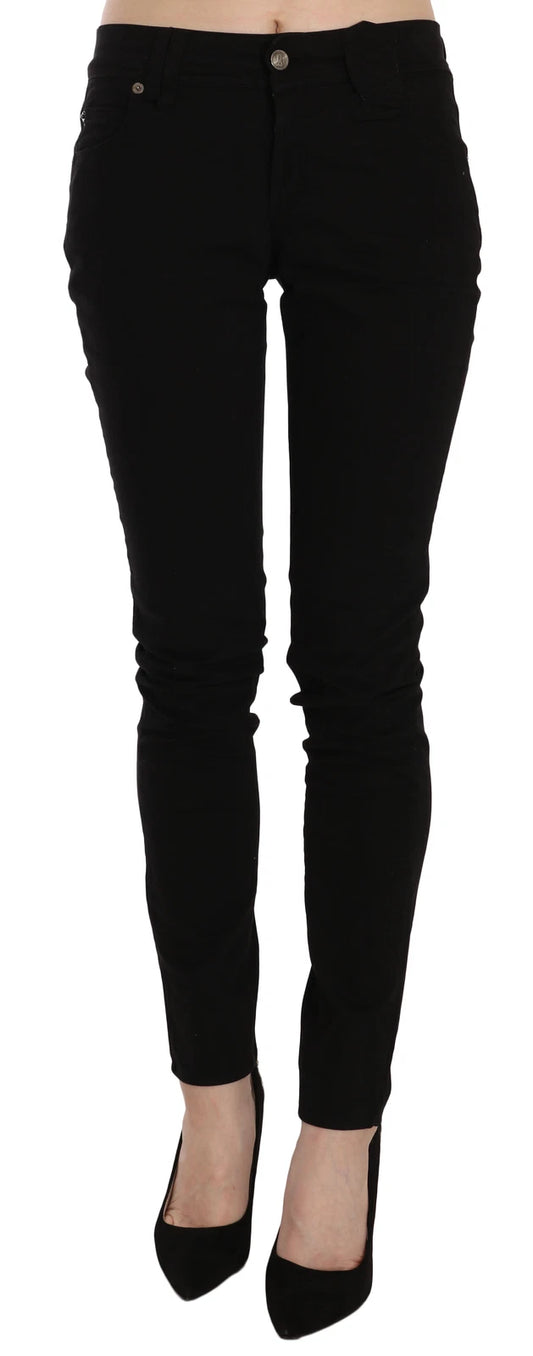 Jean skinny noir taille moyenne John Galliano coupe slim décontracté 