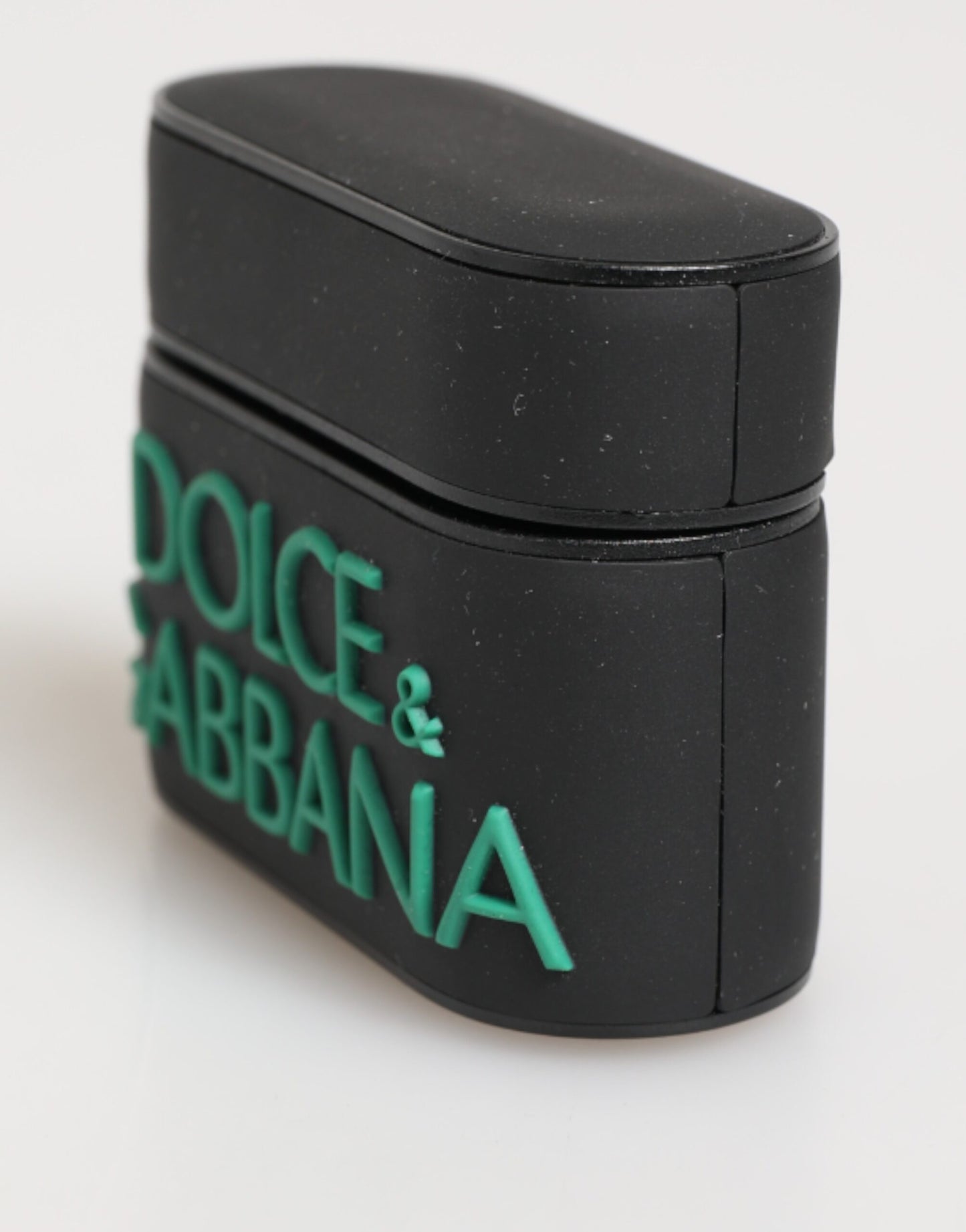 Étui pour Airpods Dolce &amp; Gabbana en caoutchouc noir menthe avec logo en relief
