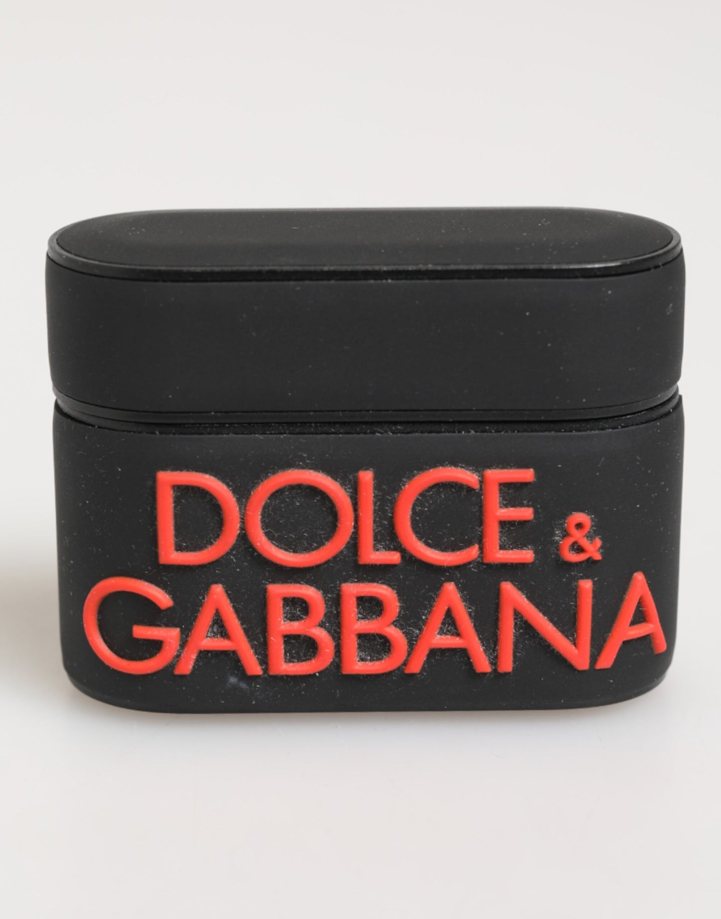 Étui pour Airpods Dolce &amp; Gabbana en caoutchouc noir et orange avec logo en relief