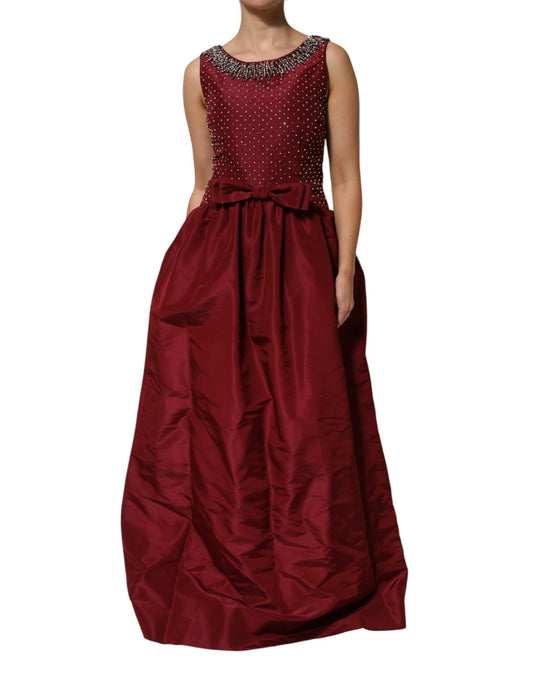 Robe de soirée en soie bordeaux à perles Dolce &amp; Gabbana