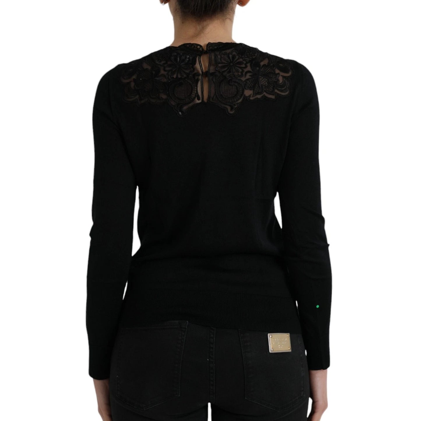 Chemisier à manches longues en dentelle de soie noire Dolce &amp; Gabbana