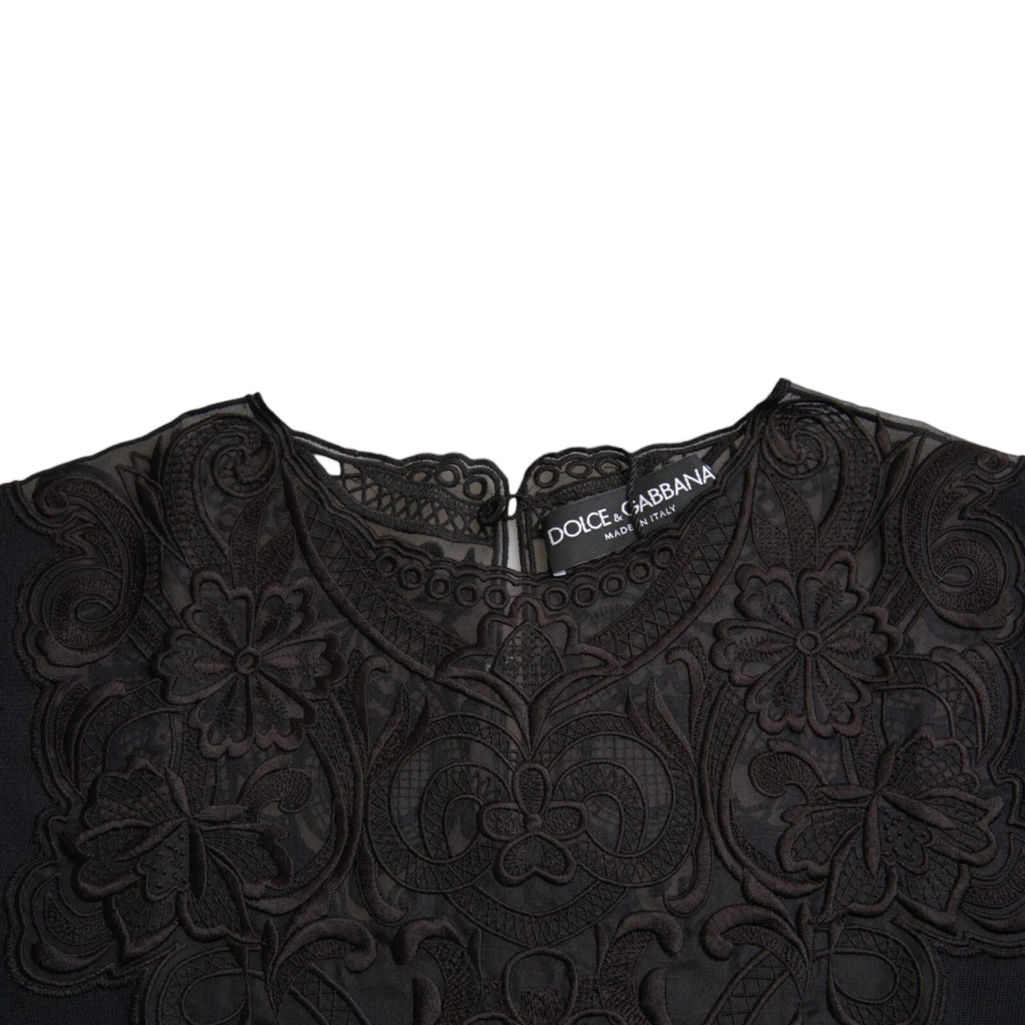 Chemisier à manches longues en dentelle de soie noire Dolce &amp; Gabbana