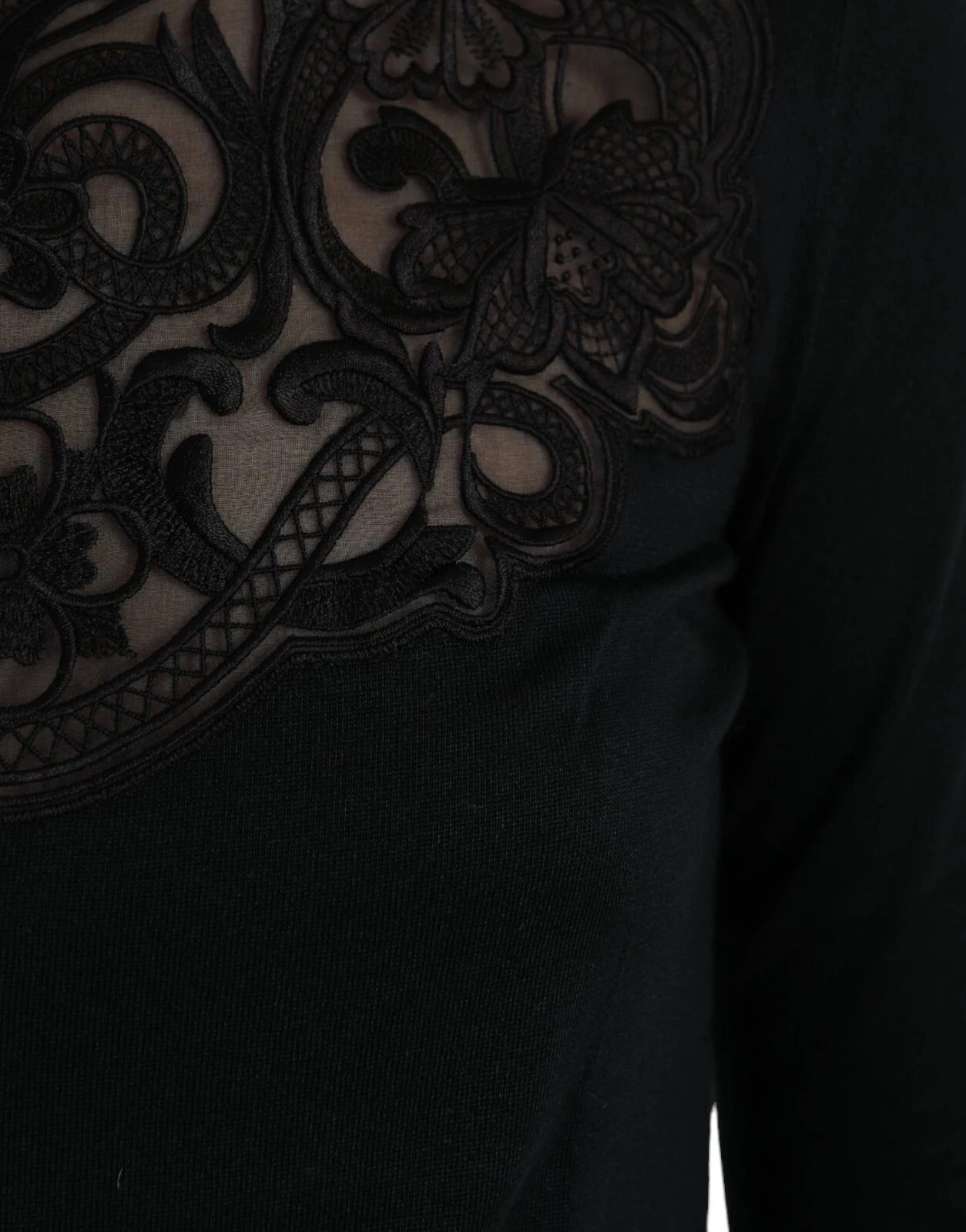 Chemisier à manches longues en dentelle de soie noire Dolce &amp; Gabbana