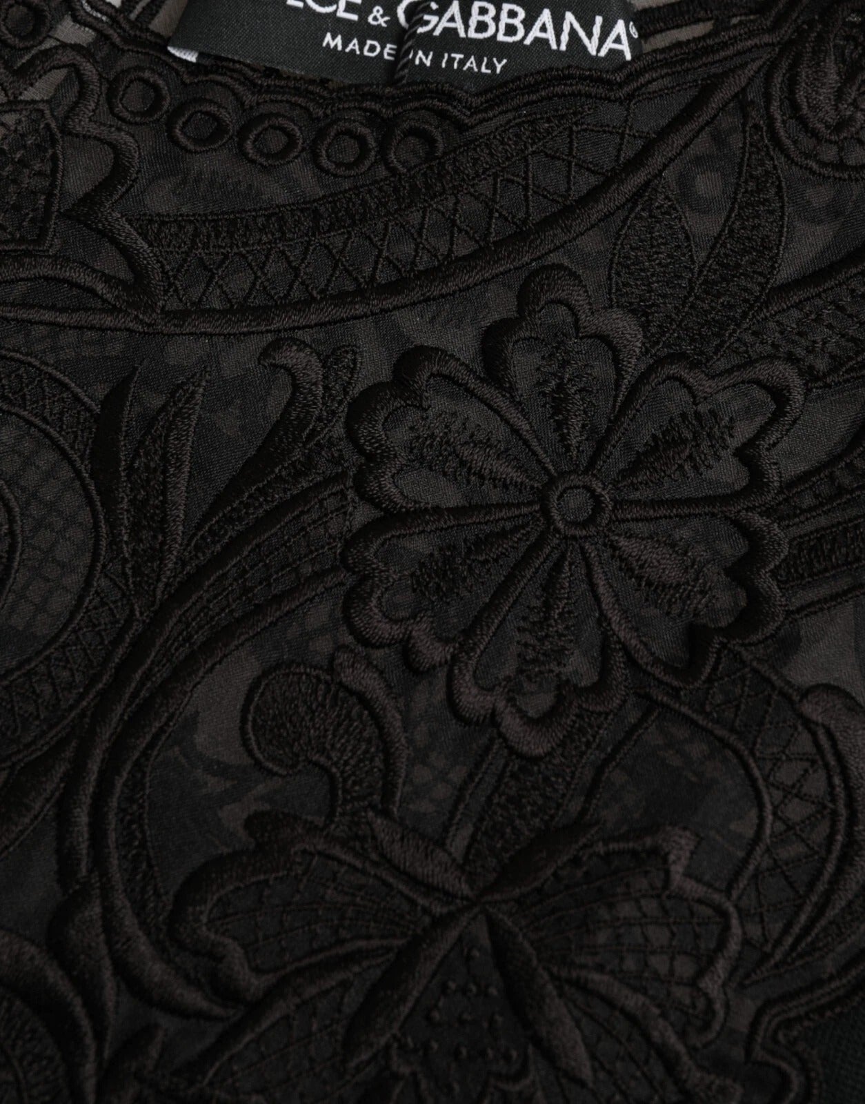 Chemisier à manches longues en dentelle de soie noire Dolce &amp; Gabbana
